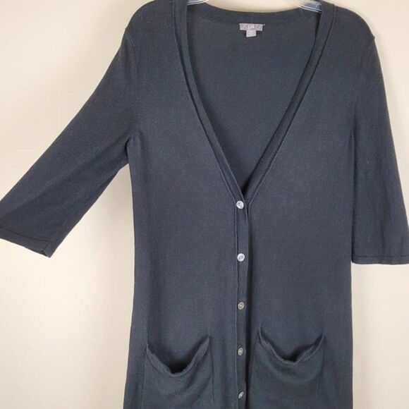 J. Jill Size XS Cotton Cashmere Lightweight Soft 3/4 Sleeve Knit Cardigan Black - Picture 6 of 11